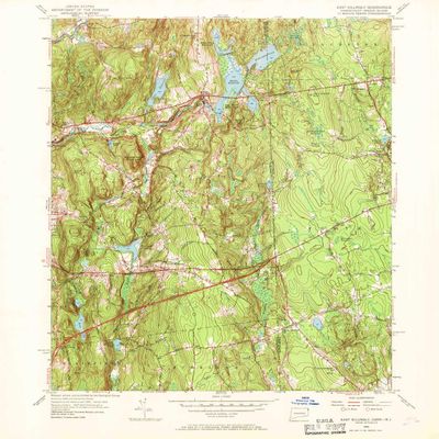 YellowMaps East Killingly CT topo map, 1:24000 Scale, 7.5 X 7.5 Minute, Historical, 1955, Updated 1969, 26.9 x 22 in - Tyvek