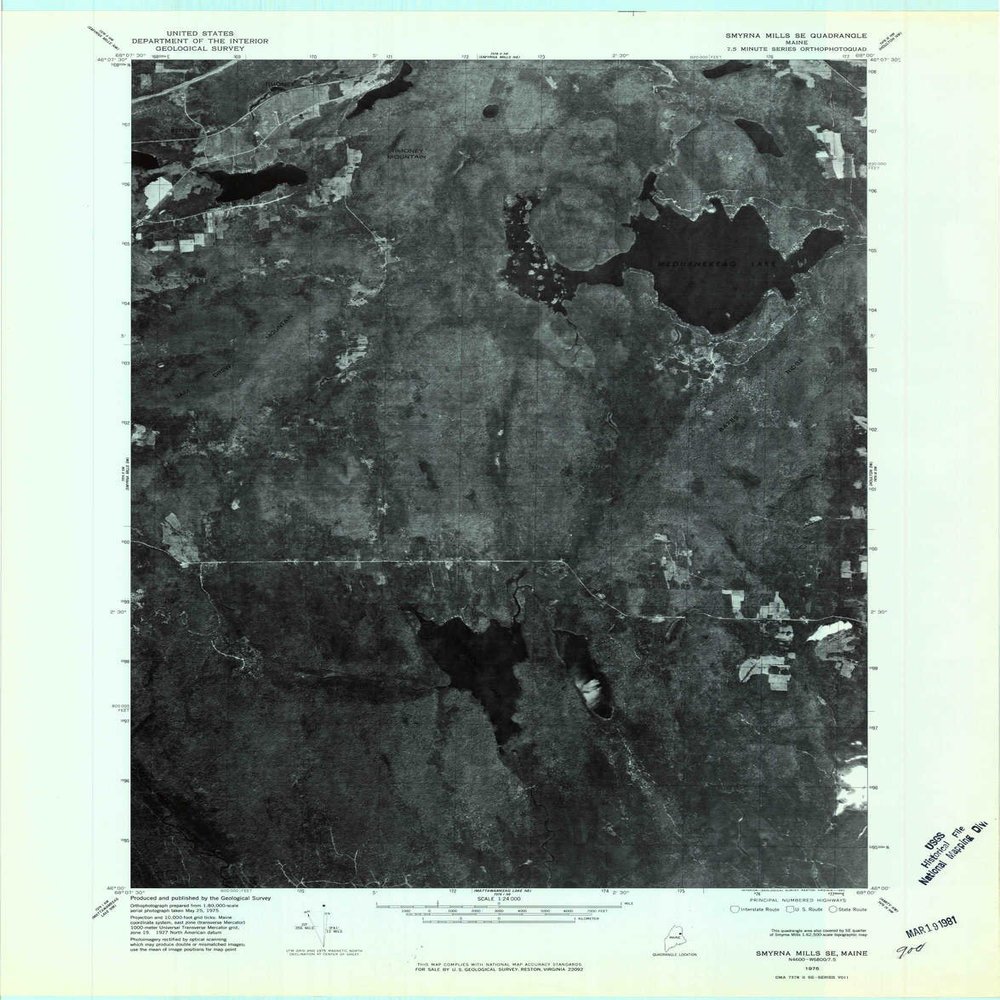 YellowMaps Smyrna Mills SE ME topo map, 1:24000 Scale, 7.5 X 7.5 Minute, Historical, 1975, Updated 1980, 27.5 x 21.6 in - Polypropylene