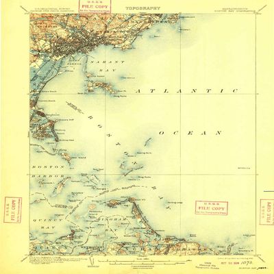 YellowMaps Boston Bay MA topo map, 1:62500 Scale, 15 X 15 Minute, Historical, 1903, Updated 1909, 19.8 x 15.8 in - Polypropylene