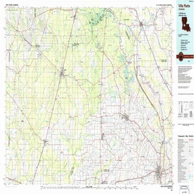 YellowMaps Ville Platte LA topo map, 1:100000 Scale, 30 X 60 Minute, Historical, 1986, Updated 1986, 24.1 x 44 in - Polypropylene