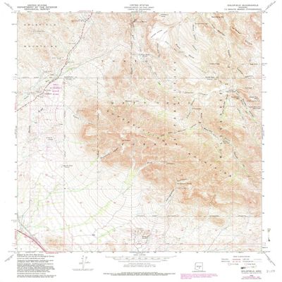 YellowMaps Goldfield AZ topo map, 1:24000 Scale, 7.5 X 7.5 Minute, Historical, 1956, Updated 1982, 26.8 x 22 in - Tyvek