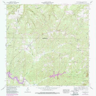 YellowMaps Frankfort AL topo map, 1:24000 Scale, 7.5 X 7.5 Minute, Historical, 1957, Updated 1988, 26.8 x 22 in - Polypropylene