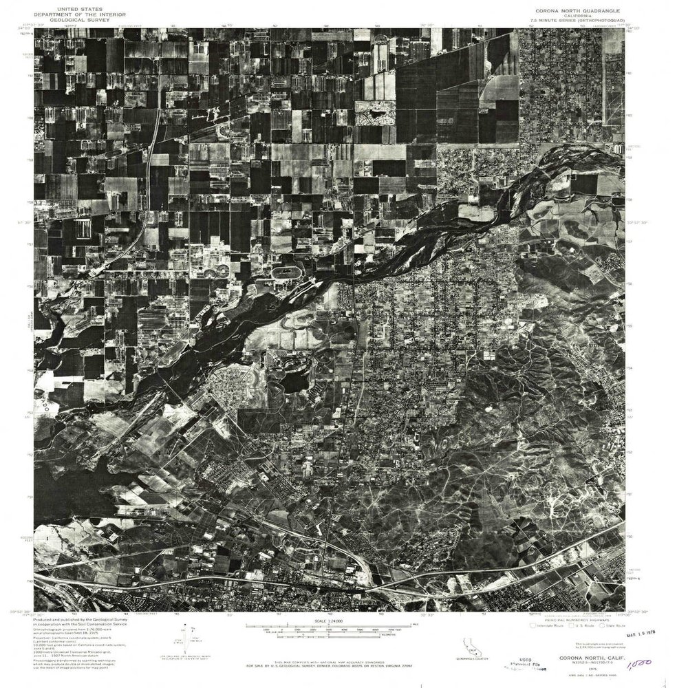 YellowMaps Corona North CA topo map, 1:24000 Scale, 7.5 X 7.5 Minute, Historical, 1975, Updated 1979, 26.8 x 22 in - Polypropylene