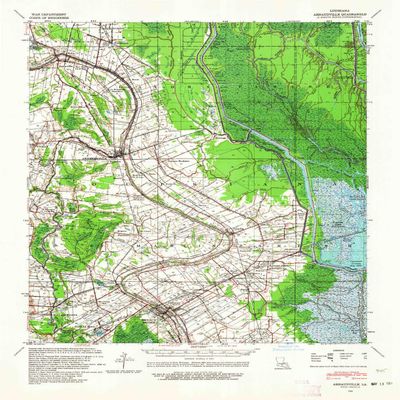 YellowMaps Arnaudville LA topo map, 1:62500 Scale, 15 X 15 Minute, Historical, 1940, Updated 1964, 21.8 x 18 in - Tyvek