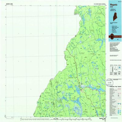 YellowMaps Megantic ME topo map, 1:100000 Scale, 30 X 60 Minute, Historical, 1986, Updated 1986, 24 x 37.6 in - Tyvek