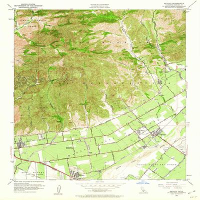 YellowMaps Saticoy CA topo map, 1:24000 Scale, 7.5 X 7.5 Minute, Historical, 1951, Updated 1960, 26.8 x 22 in - Polypropylene