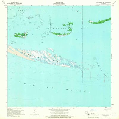 YellowMaps Timbalier Island LA topo map, 1:24000 Scale, 7.5 X 7.5 Minute, Historical, 1953, Updated 1966, 26.8 x 22.9 in - Tyvek