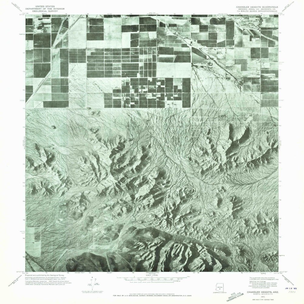 YellowMaps Chandler Heights AZ topo map, 1:24000 Scale, 7.5 X 7.5 Minute, Historical, 1971, Updated 1972, 26.9 x 23 in - Polypropylene