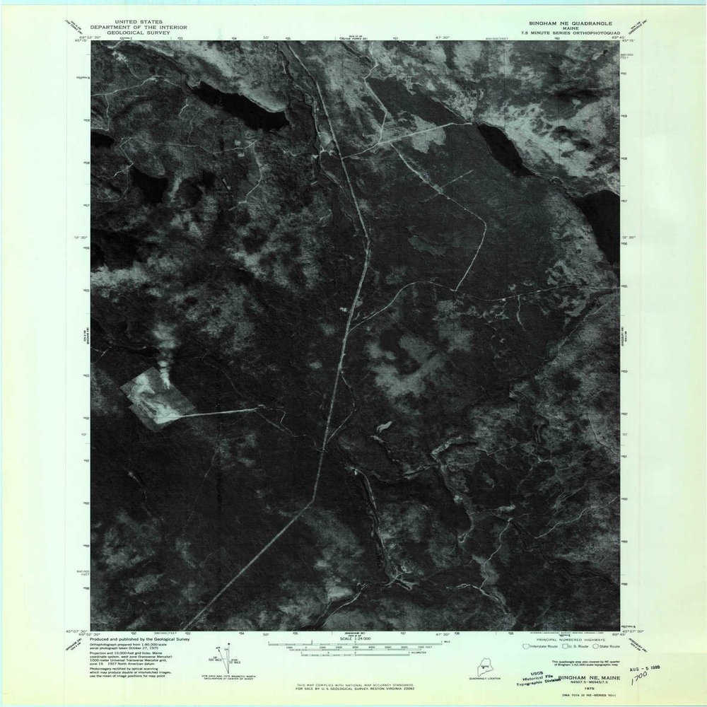 YellowMaps Bingham NE ME topo map, 1:24000 Scale, 7.5 X 7.5 Minute, Historical, 1975, Updated 1980, 27.3 x 21.5 in - Polypropylene