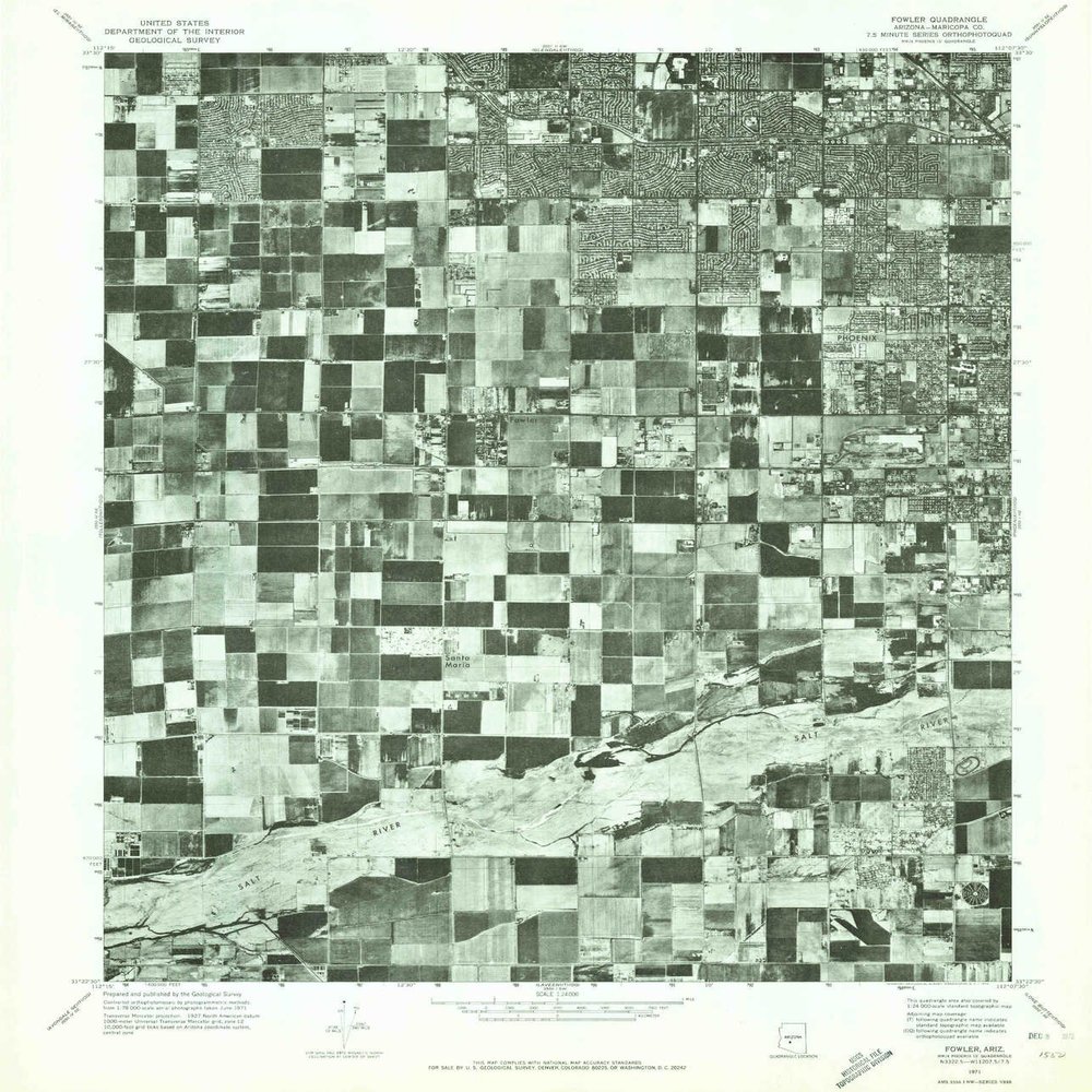 YellowMaps Fowler AZ topo map, 1:24000 Scale, 7.5 X 7.5 Minute, Historical, 1971, Updated 1972, 26.7 x 22.9 in - Polypropylene