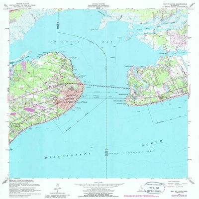 YellowMaps Bay St Louis MS topo map, 1:24000 Scale, 7.5 X 7.5 Minute, Historical, 1956, Updated 1988, 26.8 x 22 in - Tyvek