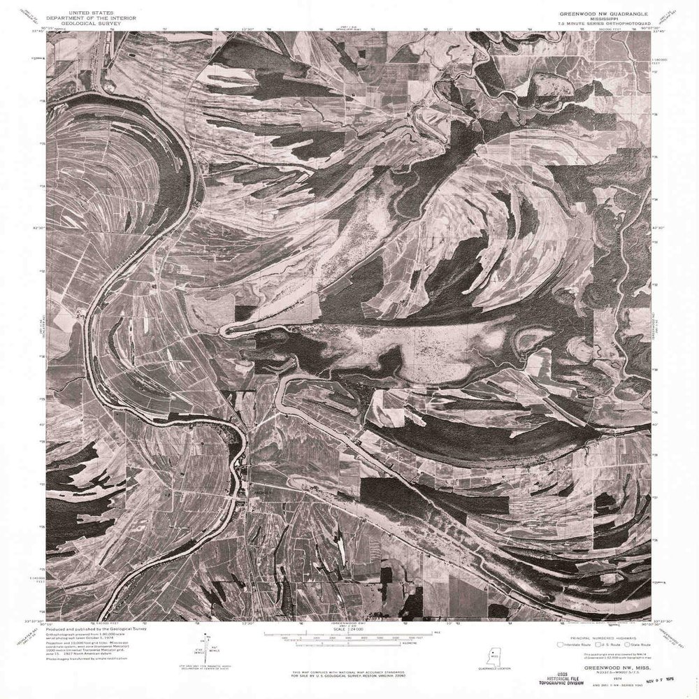 YellowMaps Greenwood NW MS topo map, 1:24000 Scale, 7.5 X 7.5 Minute, Historical, 1974, Updated 1975, 26.9 x 22 in - Polypropylene