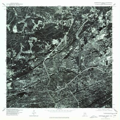 YellowMaps Birmingham North AL topo map, 1:24000 Scale, 7.5 X 7.5 Minute, Historical, 1975, Updated 1977, 26.9 x 21.6 in - Tyvek
