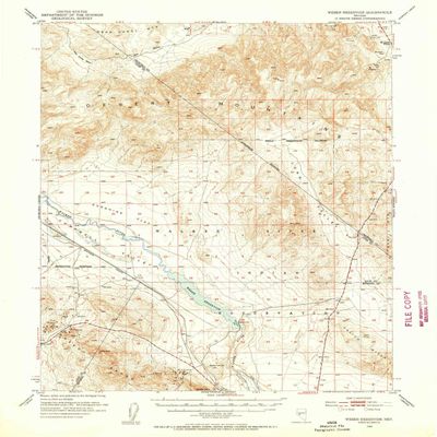 YellowMaps Weber Reservoir NV topo map, 1:62500 Scale, 15 X 15 Minute, Historical, 1951, Updated 1953, 20.8 x 16.9 in - Tyvek