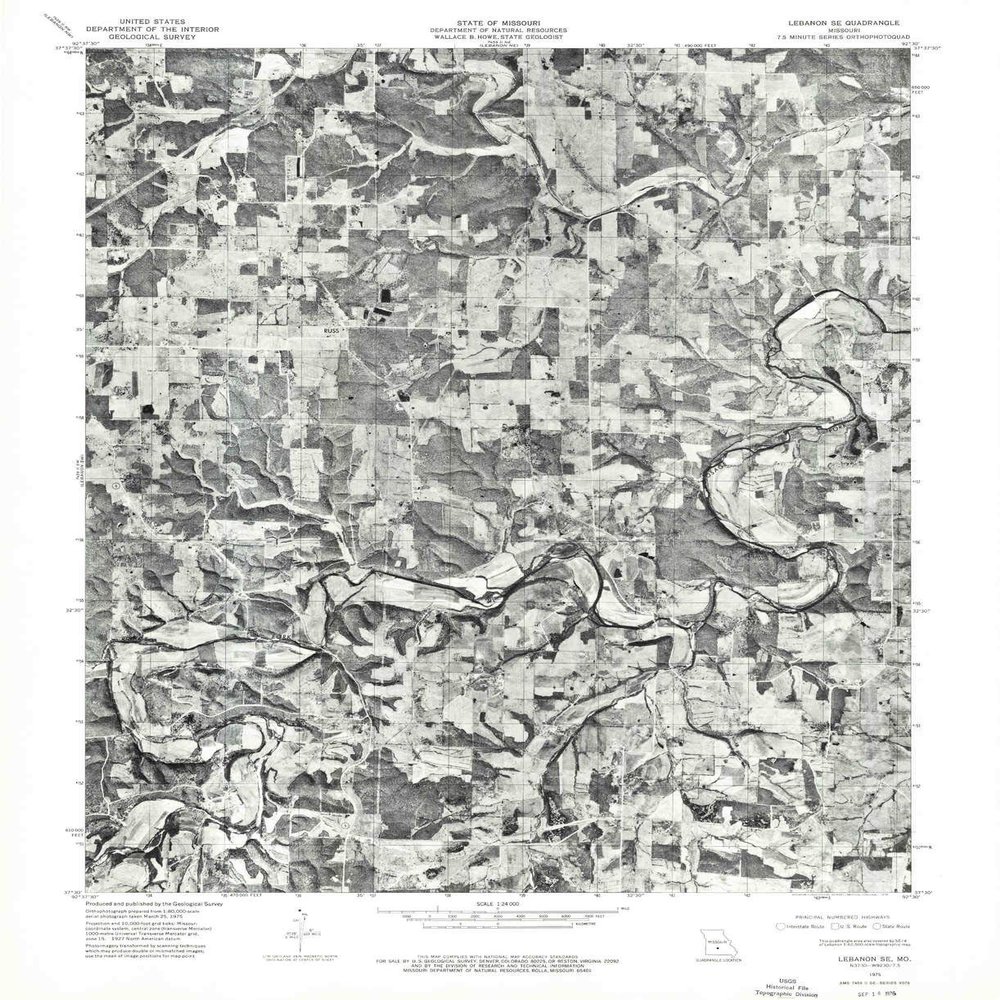 YellowMaps Lebanon SE MO topo map, 1:24000 Scale, 7.5 X 7.5 Minute, Historical, 1975, Updated 1976, 27 x 22 in - Polypropylene