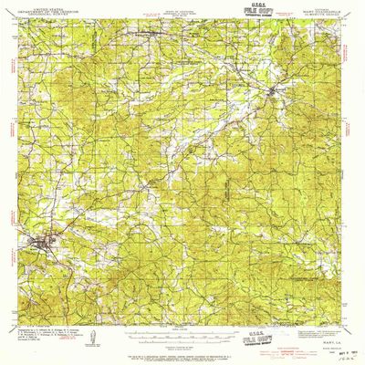 YellowMaps Many LA topo map, 1:62500 Scale, 15 X 15 Minute, Historical, 1942, Updated 1956, 20.8 x 16.9 in - Tyvek
