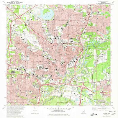 YellowMaps Jackson MS topo map, 1:24000 Scale, 7.5 X 7.5 Minute, Historical, 1980, Updated 1981, 26.7 x 22 in - Polypropylene