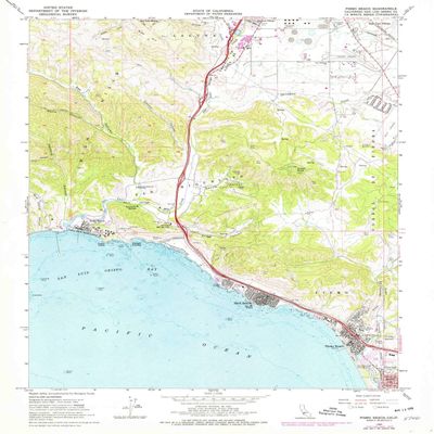 YellowMaps Pismo Beach CA topo map, 1:24000 Scale, 7.5 X 7.5 Minute, Historical, 1965, Updated 1978, 26.7 x 21.9 in - Tyvek