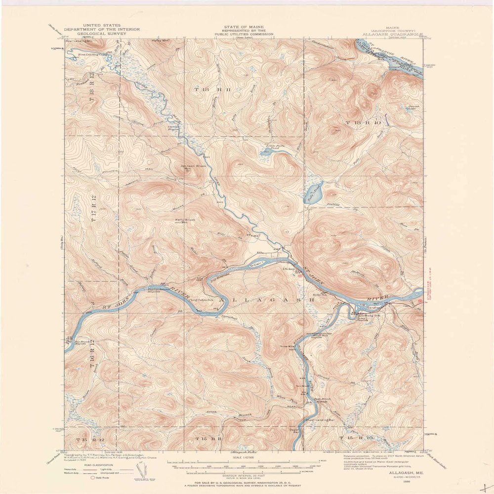 YellowMaps Allagash ME topo map, 1:62500 Scale, 15 X 15 Minute, Historical, 1930, Updated 1961, 21 x 16.5 in - Tyvek
