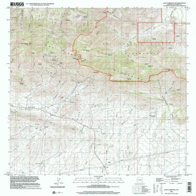 YellowMaps Dos Cabezas AZ topo map, 1:24000 Scale, 7.5 X 7.5 Minute, Historical, 1996, Updated 2002, 26.8 x 21.5 in - Polypropylene