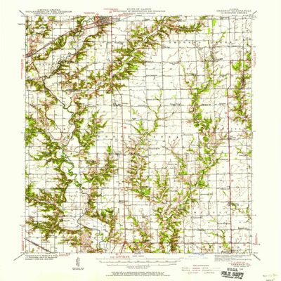 YellowMaps Greenup IL topo map, 1:62500 Scale, 15 X 15 Minute, Historical, 1940, Updated 1958, 20.8 x 17 in - Polypropylene