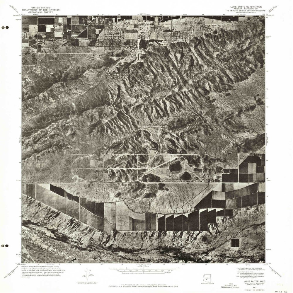 YellowMaps Lone Butte AZ topo map, 1:24000 Scale, 7.5 X 7.5 Minute, Historical, 1971, Updated 1972, 26.9 x 23 in - Polypropylene