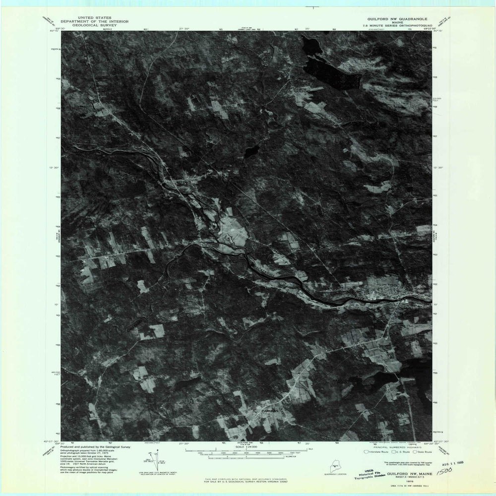 YellowMaps Guilford NW ME topo map, 1:24000 Scale, 7.5 X 7.5 Minute, Historical, 1975, Updated 1980, 27.5 x 21.5 in - Polypropylene