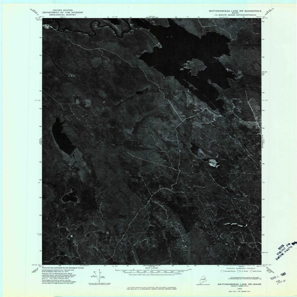 YellowMaps Mattawamkeag Lake NW ME topo map, 1:24000 Scale, 7.5 X 7.5 Minute, Historical, 1975, Updated 1980, 27.4 x 21.5 in - Polypropylene