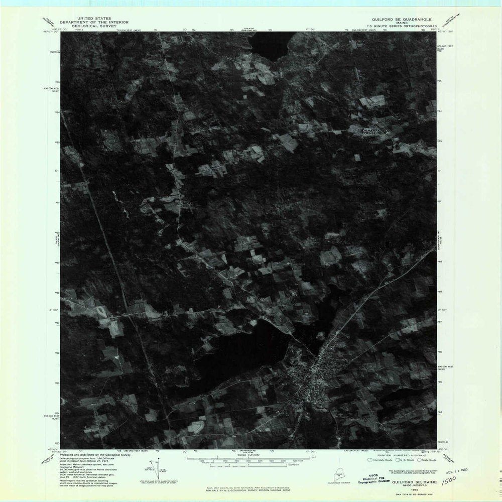 YellowMaps Guilford SE ME topo map, 1:24000 Scale, 7.5 X 7.5 Minute, Historical, 1975, Updated 1980, 27.4 x 21.5 in - Polypropylene
