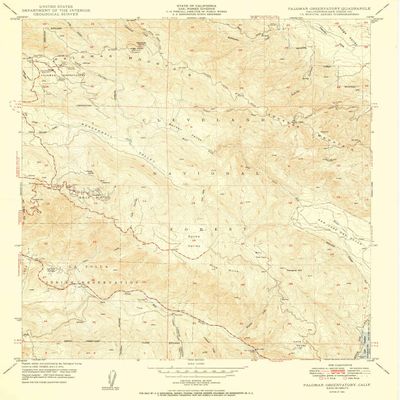 YellowMaps Palomar Observatory CA topo map, 1:24000 Scale, 7.5 X 7.5 Minute, Historical, 1950, 26.8 x 21.9 in - Tyvek