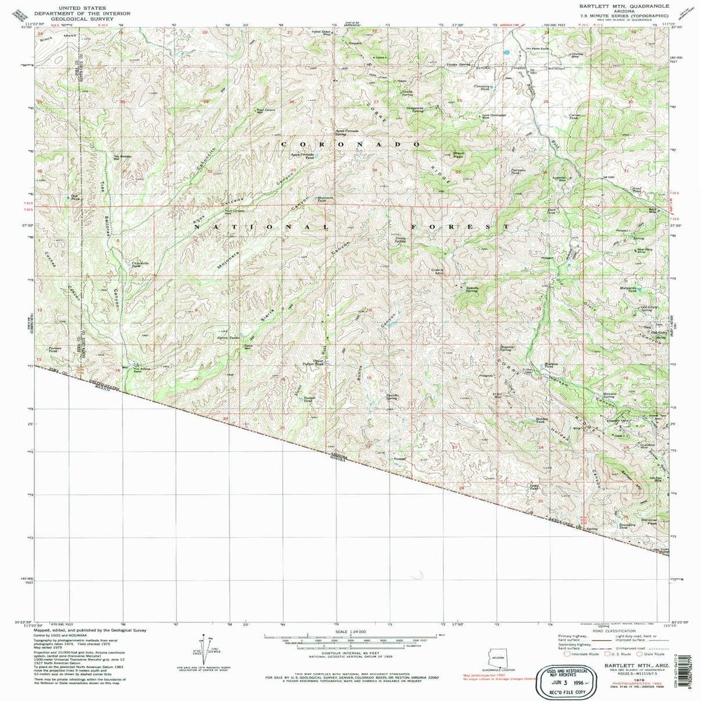 YellowMaps Bartlett MTN AZ topo map, 1:24000 Scale, 7.5 X 7.5 Minute, Historical, 1979, Updated 1984, 26.8 x 21.5 in - Polypropylene