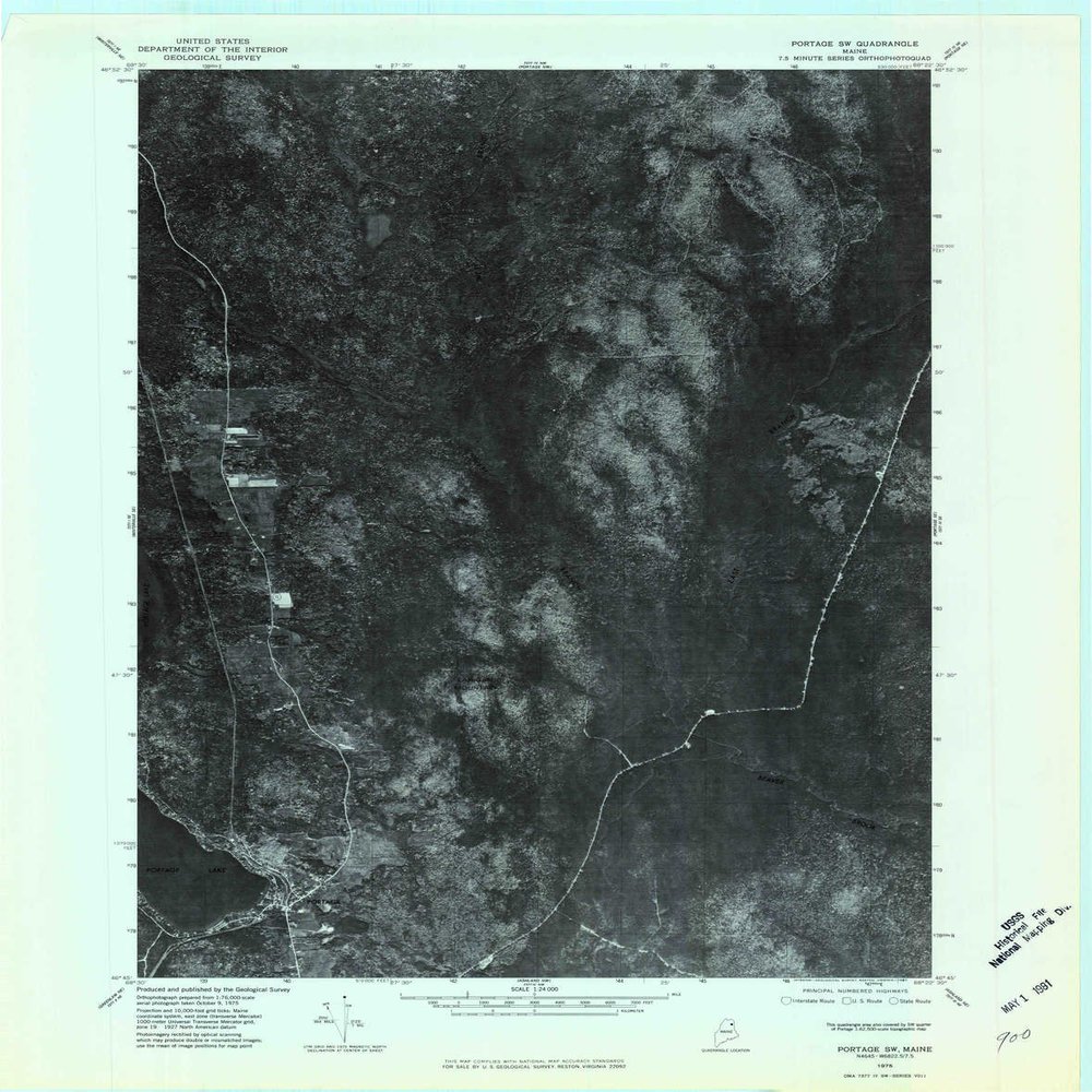 YellowMaps Portage SW ME topo map, 1:24000 Scale, 7.5 X 7.5 Minute, Historical, 1975, Updated 1981, 27.4 x 21.5 in - Polypropylene