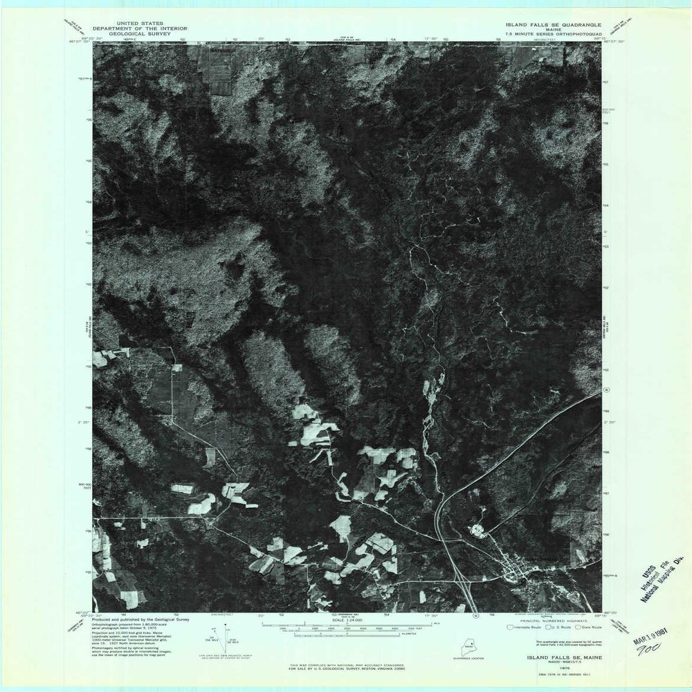 YellowMaps Island Falls SE ME topo map, 1:24000 Scale, 7.5 X 7.5 Minute, Historical, 1975, Updated 1980, 27.6 x 21.6 in - Polypropylene
