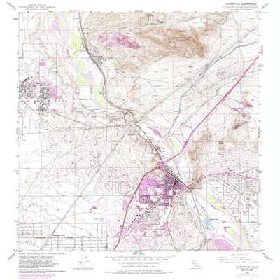 YellowMaps Victorville CA topo map, 1:24000 Scale, 7.5 X 7.5 Minute, Historical, 1956, Updated 1985, 26.8 x 22 in - Polypropylene
