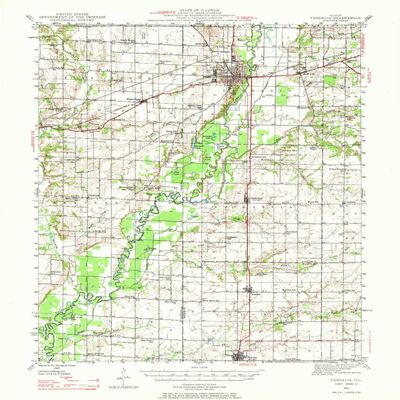 YellowMaps Vandalia IL topo map, 1:62500 Scale, 15 X 15 Minute, Historical, 1945, Updated 1969, 20.8 x 17 in - Polypropylene