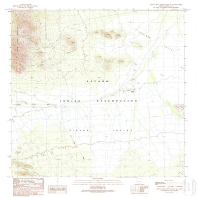 YellowMaps Santa Rosa Mountains SE AZ topo map, 1:24000 Scale, 7.5 X 7.5 Minute, Historical, 1989, Updated 1989, 26.9 x 22 in - Polypropylene