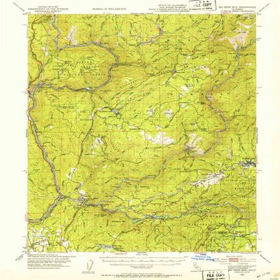YellowMaps Big Bend MTN CA topo map, 1:62500 Scale, 15 X 15 Minute, Historical, 1948, Updated 1953, 20.63 x 16.61 in - Tyvek