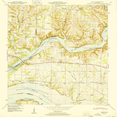 YellowMaps Cairo AL topo map, 1:24000 Scale, 7.5 X 7.5 Minute, Historical, 1950, 26.8 x 22 in - Polypropylene