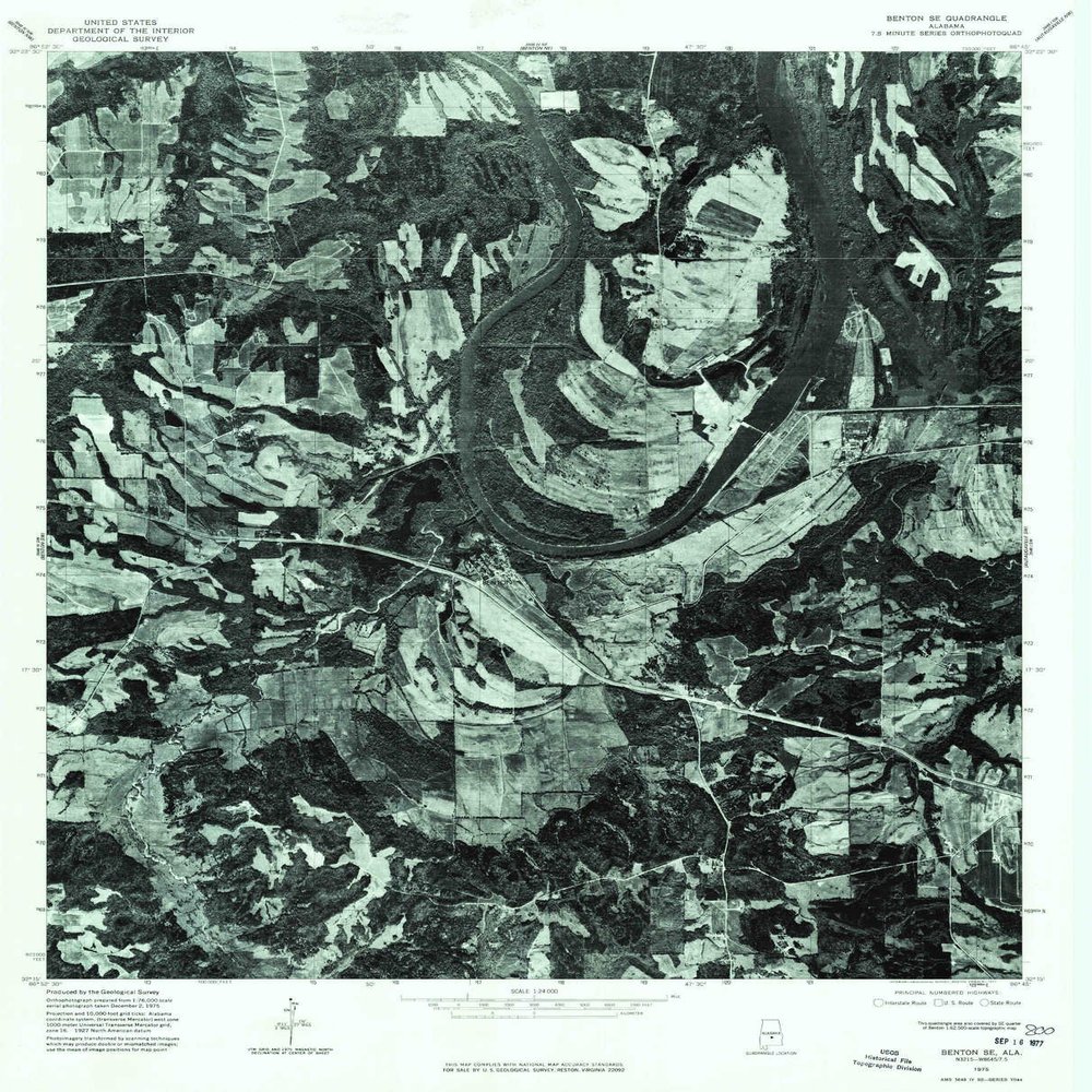 YellowMaps Benton SE AL topo map, 1:24000 Scale, 7.5 X 7.5 Minute, Historical, 1975, 26.8 x 21.6 in - Polypropylene