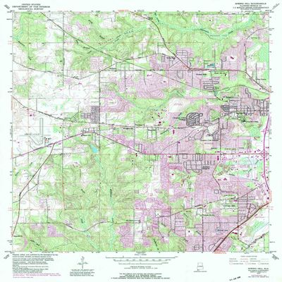 YellowMaps Spring Hill AL topo map, 1:24000 Scale, 7.5 X 7.5 Minute, Historical, 1953, Updated 1983, 26.7 x 21.6 in - Polypropylene