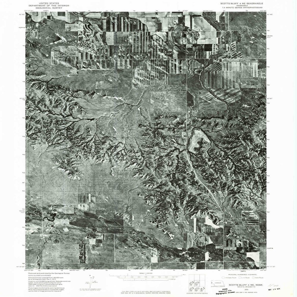 YellowMaps Scotts Bluff 4 NE NE topo map, 1:24000 Scale, 7.5 X 7.5 Minute, Historical, 1973, Updated 1974, 26.8 x 21.6 in - Polypropylene