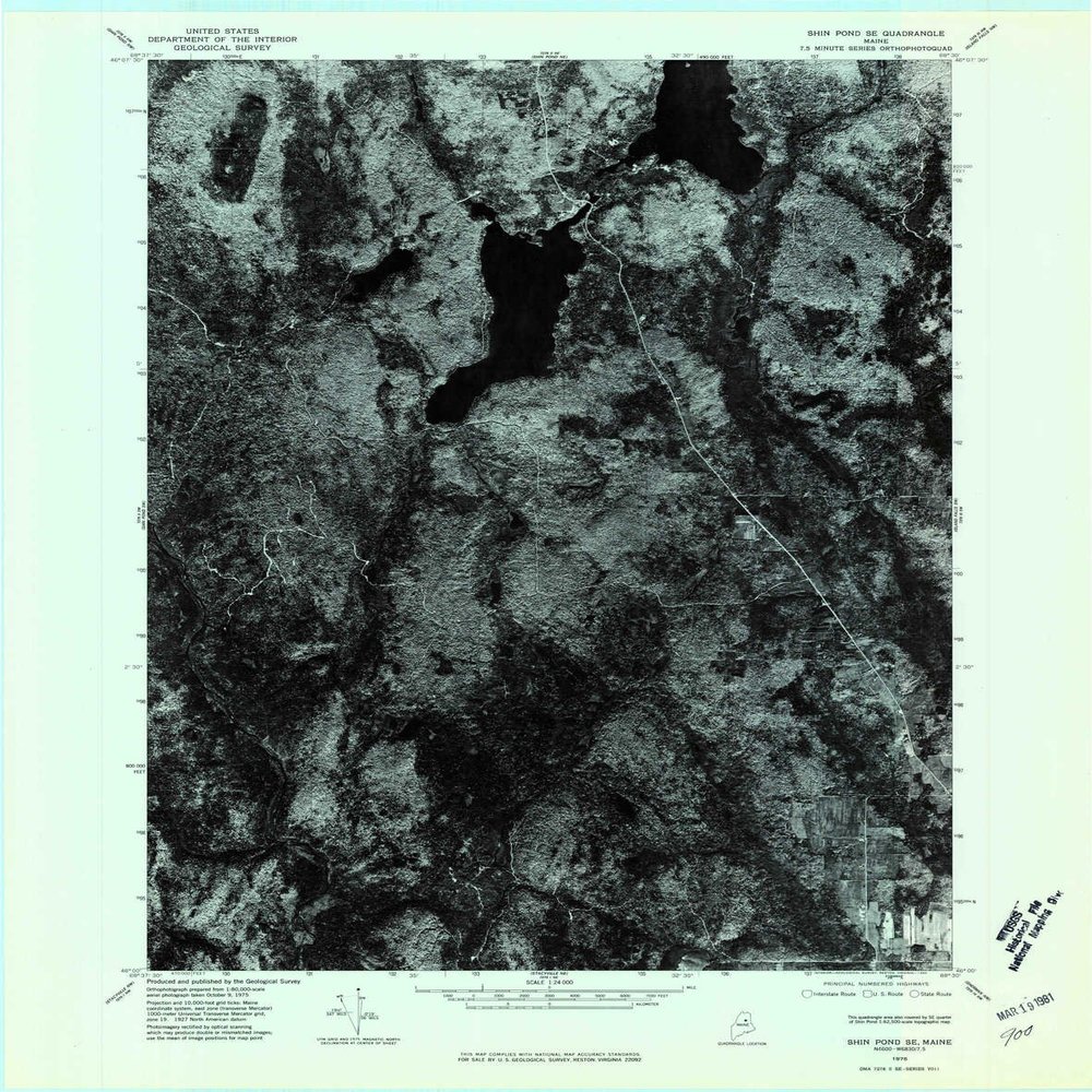 YellowMaps Shin Pond SE ME topo map, 1:24000 Scale, 7.5 X 7.5 Minute, Historical, 1975, Updated 1980, 27.3 x 21.5 in - Polypropylene