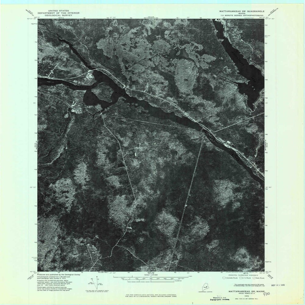 YellowMaps Mattawamkeag SW ME topo map, 1:24000 Scale, 7.5 X 7.5 Minute, Historical, 1975, Updated 1980, 27.5 x 21.5 in - Polypropylene