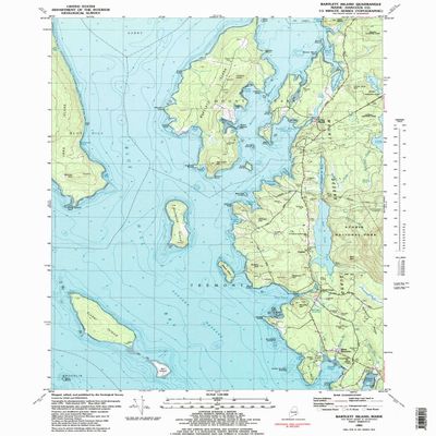 YellowMaps Bartlett Island ME topo map, 1:24000 Scale, 7.5 X 7.5 Minute, Historical, 1981, Updated 1982, 26.7 x 21.5 in - Polypropylene