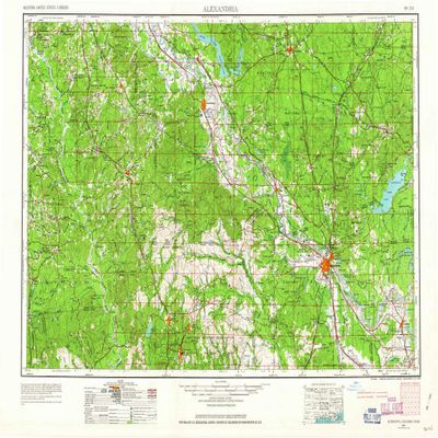 YellowMaps Alexandria LA topo map, 1:250000 Scale, 1 X 2 Degree, Historical, 1953, Updated 1963, 22.1 x 33.9 in - Polypropylene