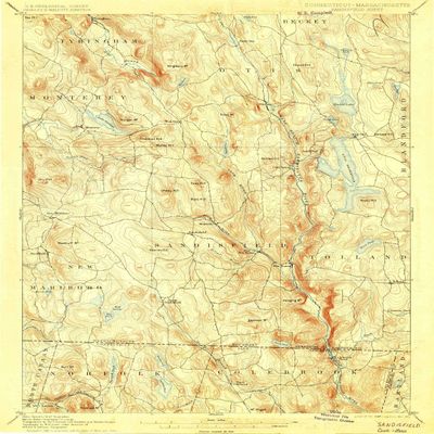 YellowMaps Sandisfield MA topo map, 1:62500 Scale, 15 X 15 Minute, Historical, 1897, Updated 1901, 19 x 14.6 in - Polypropylene