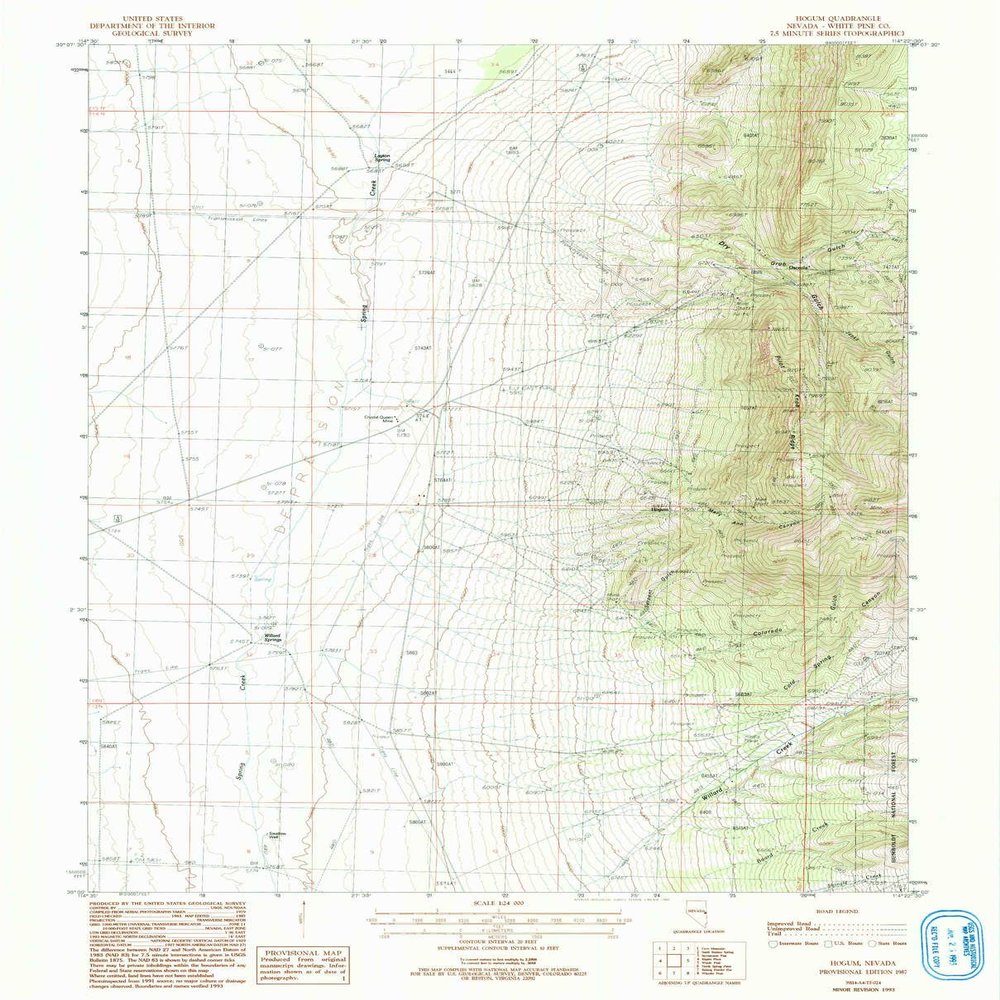 YellowMaps Hogum NV topo map, 1:24000 Scale, 7.5 X 7.5 Minute, Historical, 1987, Updated 1993, 26.9 x 21.6 in - Polypropylene