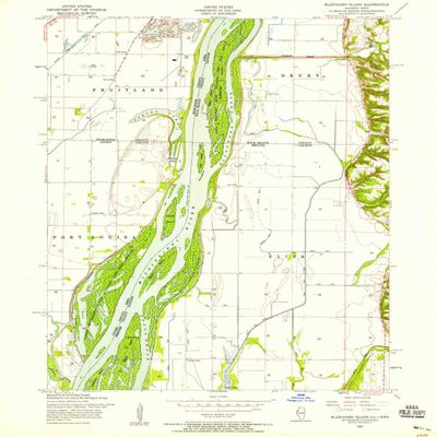 YellowMaps Blanchard Island IL topo map, 1:24000 Scale, 7.5 X 7.5 Minute, Historical, 1953, Updated 1958, 26.8 x 22 in - Polypropylene