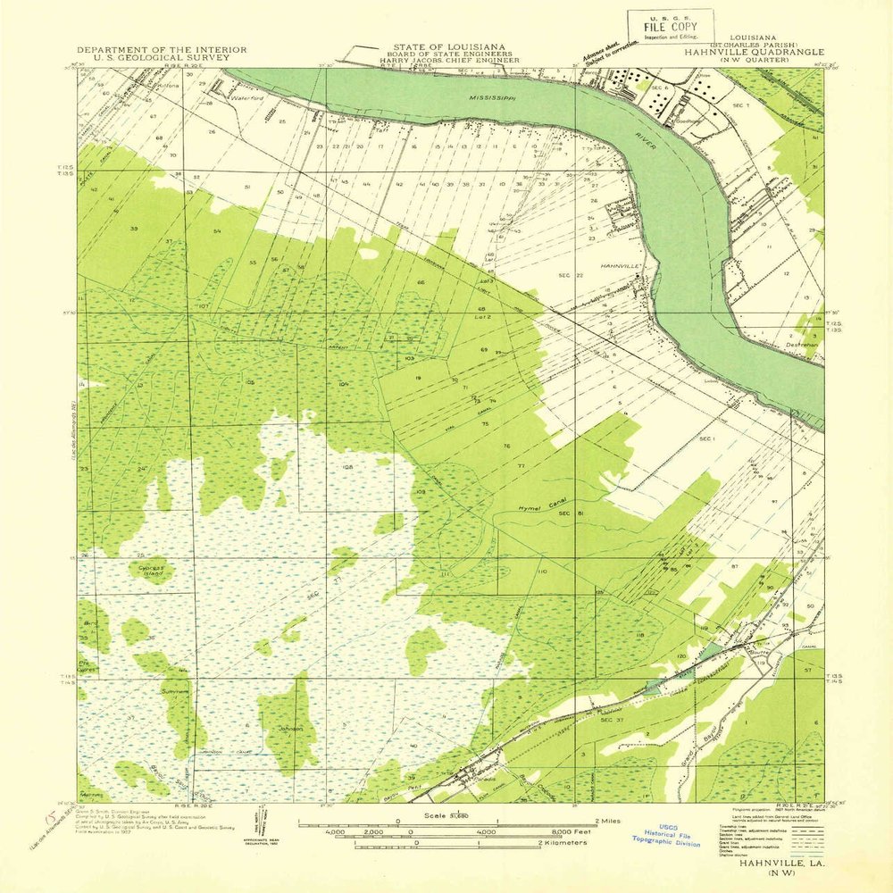 YellowMaps Hahnville NW LA topo map, 1:31680 Scale, 7.5 X 7.5 Minute, Historical, 1932, 20.9 x 17.9 in - Polypropylene