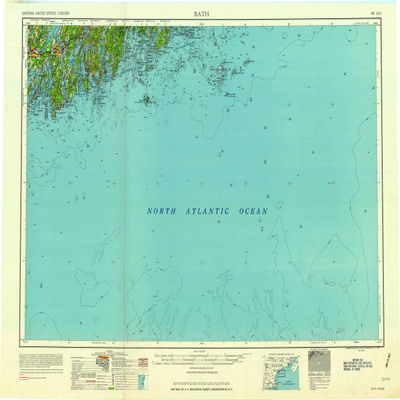 YellowMaps Bath ME topo map, 1:250000 Scale, 1 X 2 Degree, Historical, 1963, Updated 1963, 22.2 x 29 in - Tyvek
